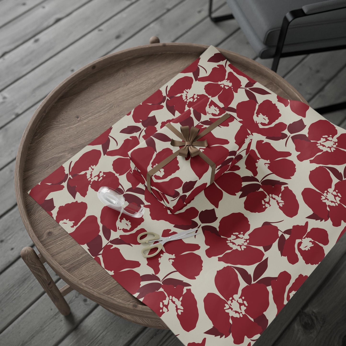 Gift Wrap | Maroon & White | Poppy