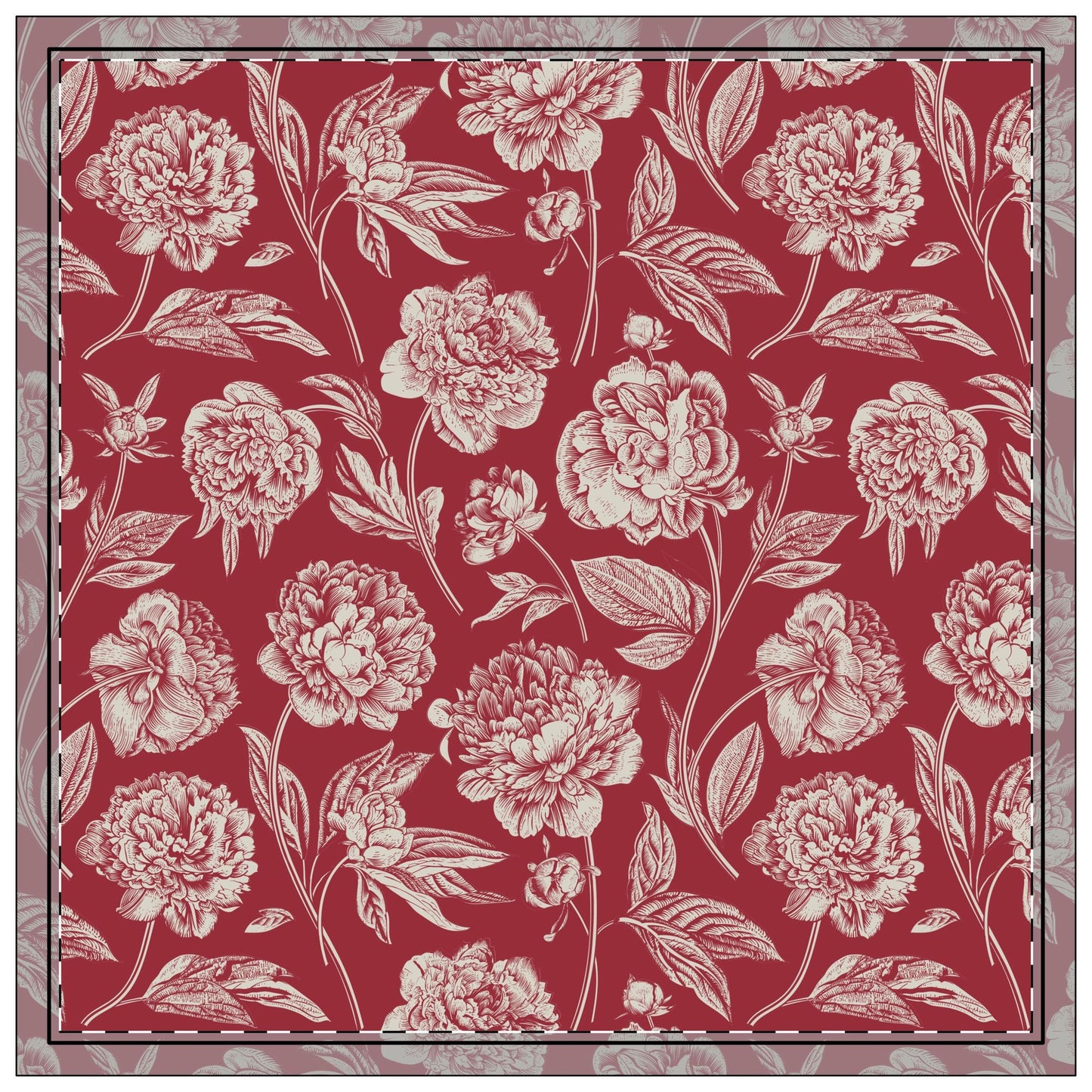 Napkin 4-set | Maroon & White | Peony