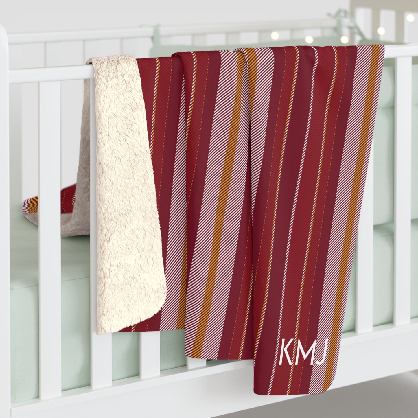Sherpa Fleece Blanket- Personalized | Red & Yellow | Stripe