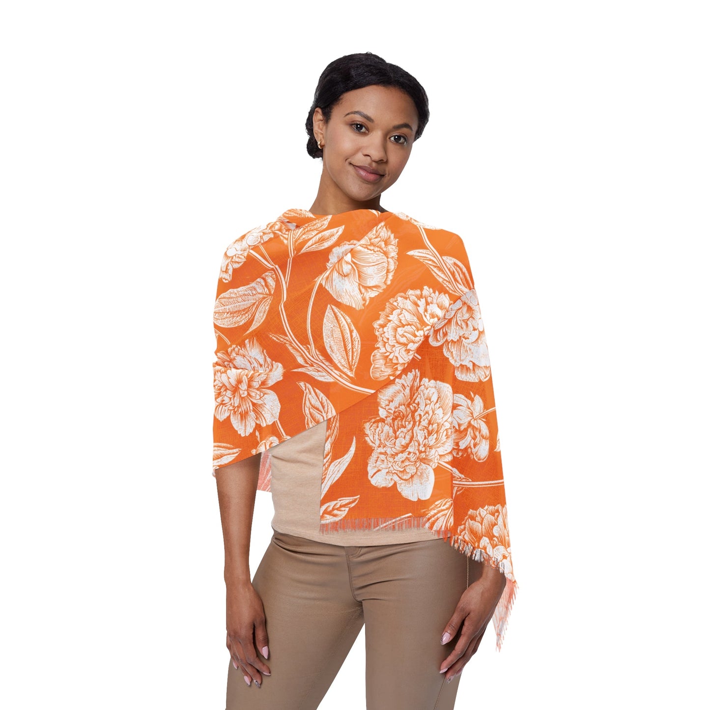 Scarf | Orange & White | Peony