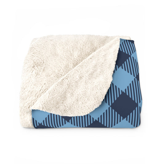 Sherpa Blanket | Light Blue & White | Gingham