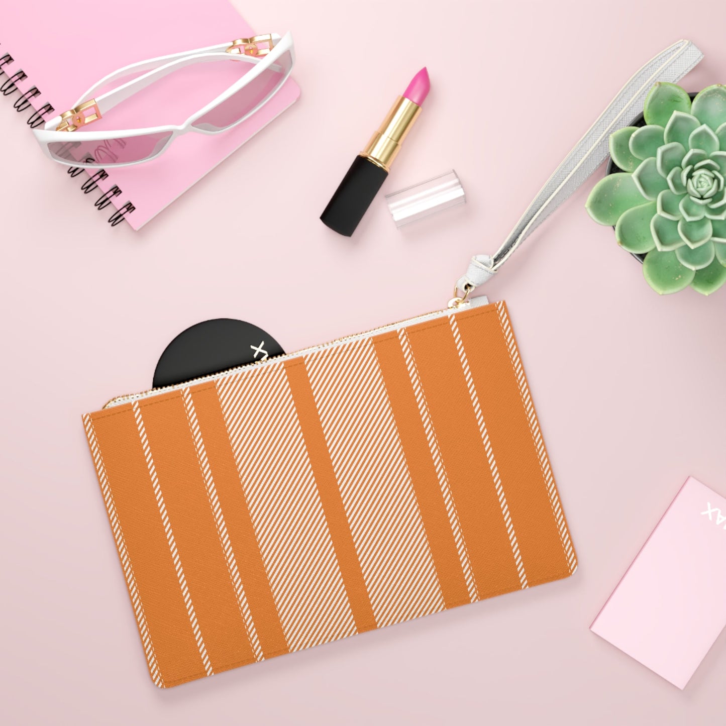 Clutch Bag | Orange & White | Stripe