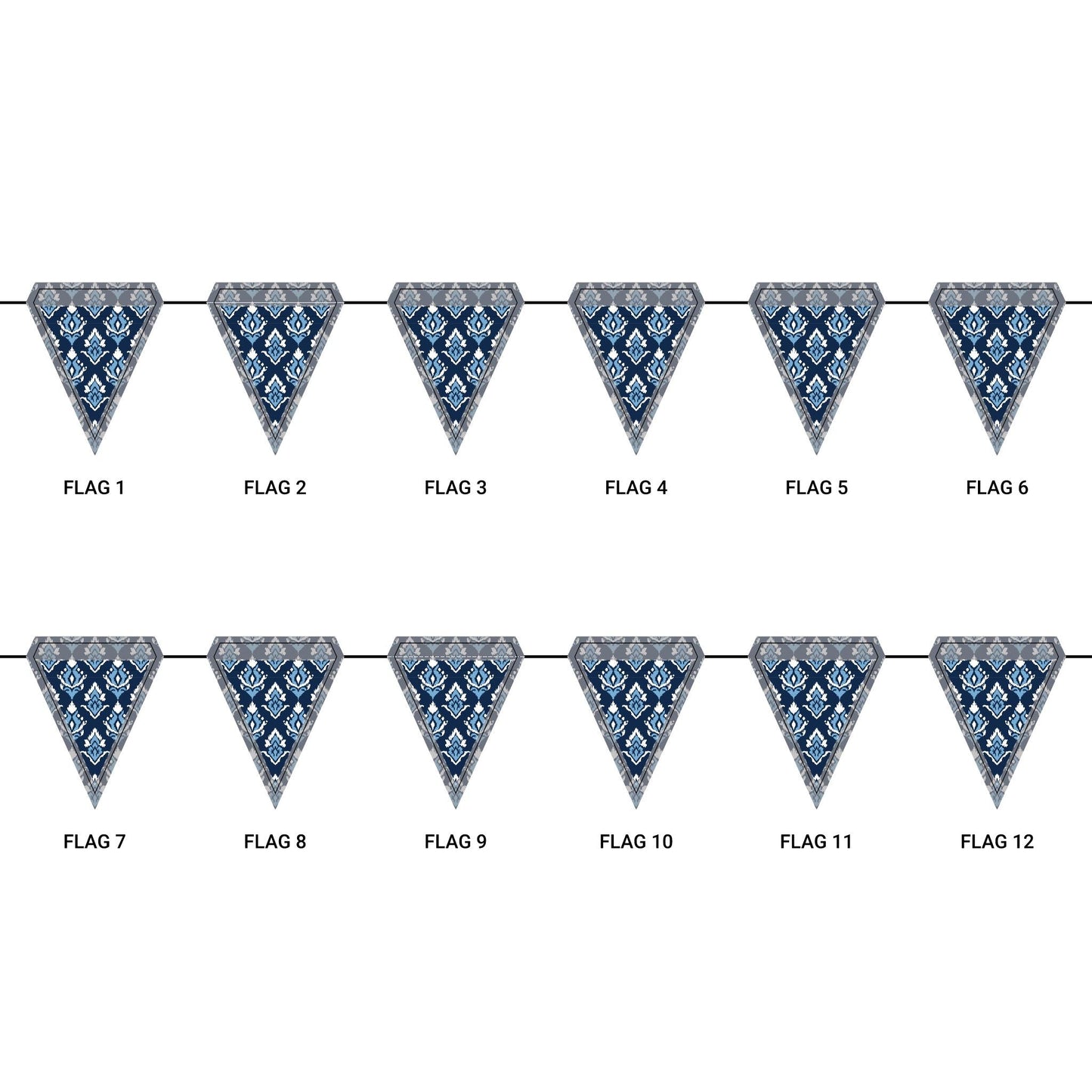 Flag Garland | Light Blue & White | Ikat