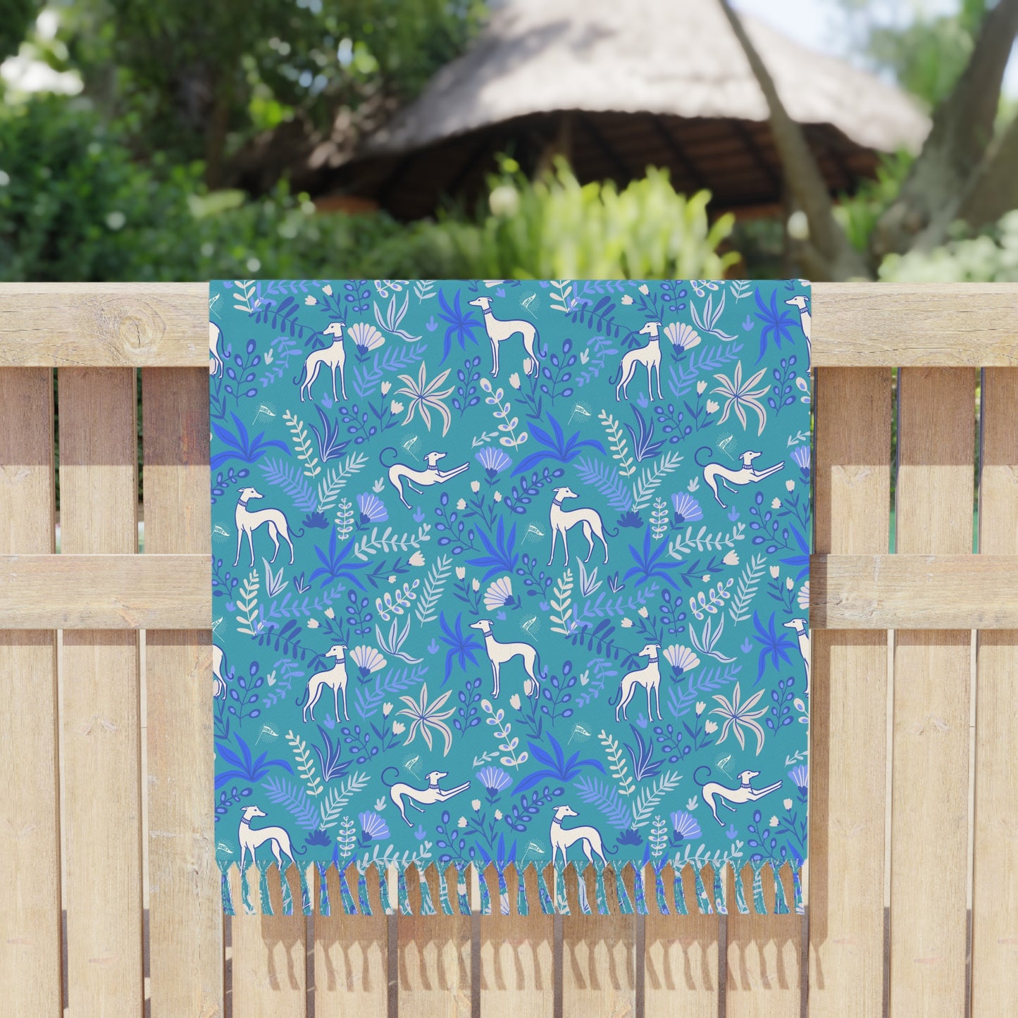 Boho Beach Towel | Greyhounds | Teal Fern