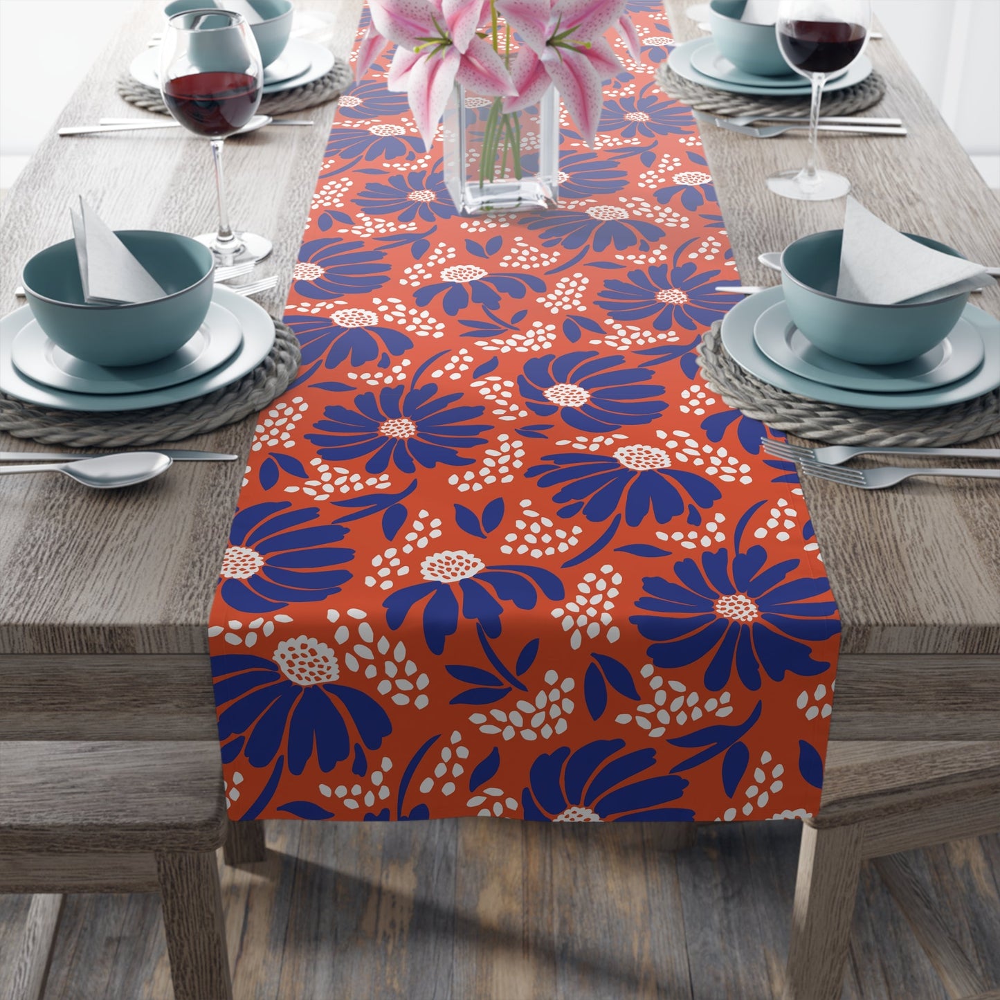 Table Runner | Bright Blue & Orange | Bellis