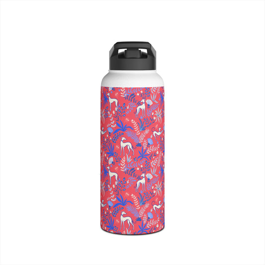 Insulated Water Bottle | Greyhounds | Pink Fern