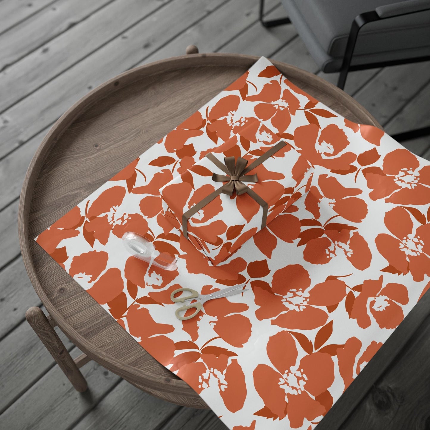 Gift Wrap | Dark Orange & White | Poppy