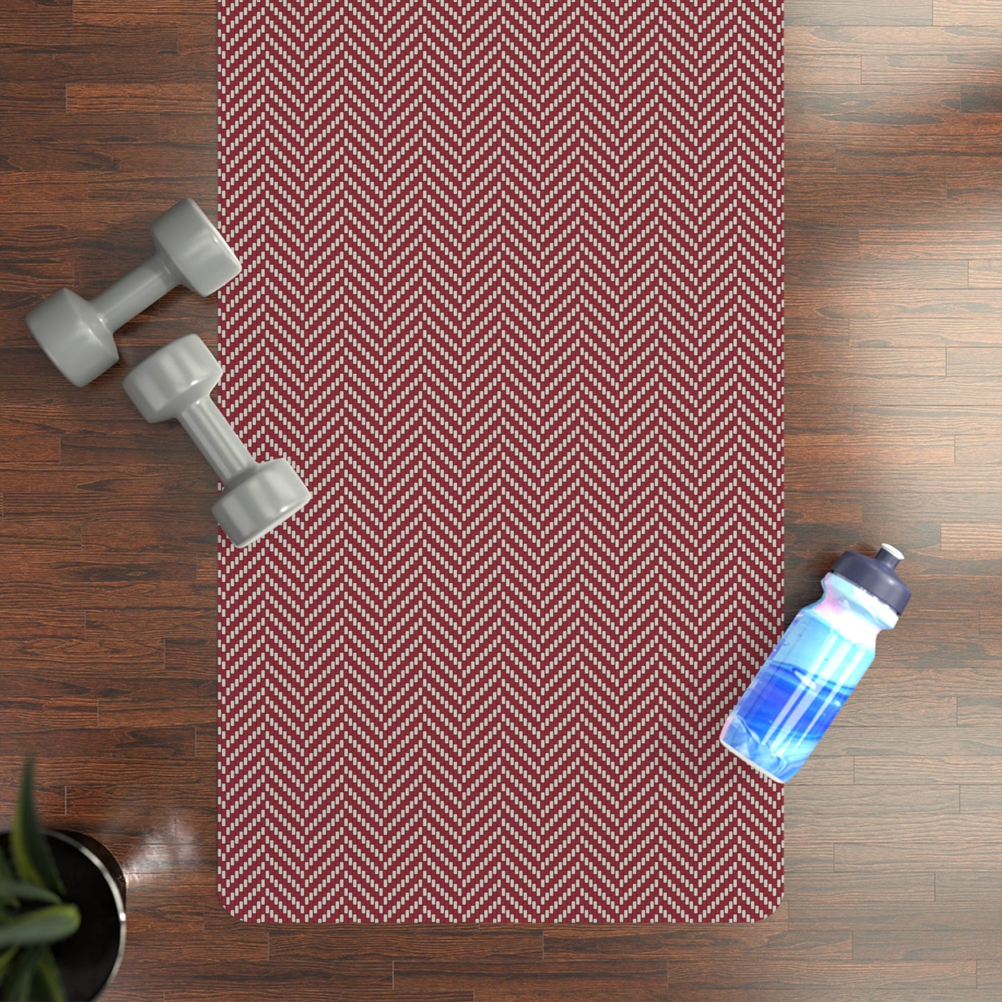 Yoga Mat | Maroon & White | Herringbone