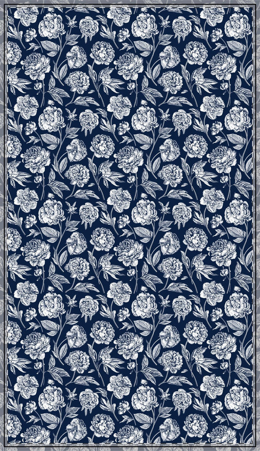 Tablecloth | Navy & White | Peony