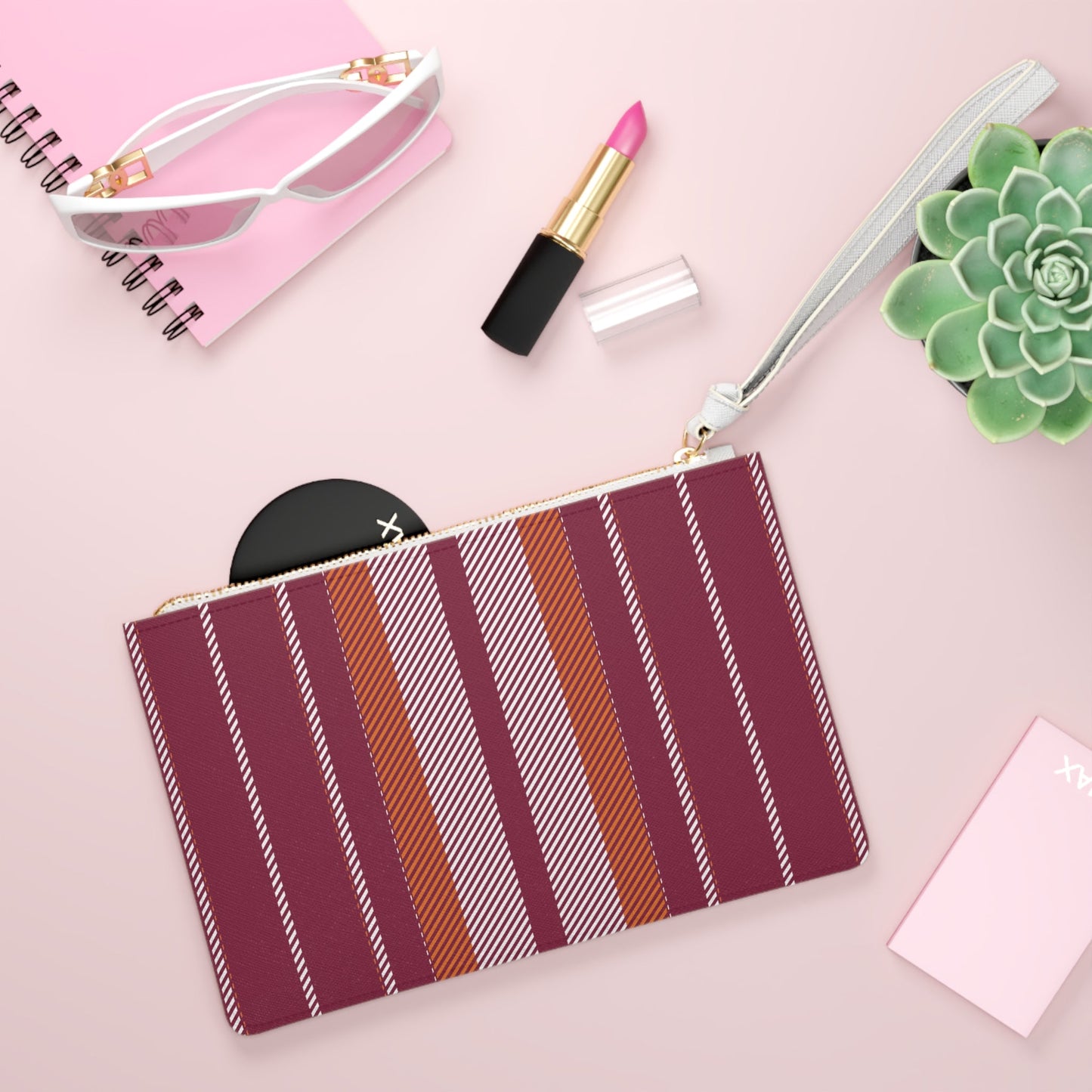 Clutch Bag | Maroon & Orange | Stripe