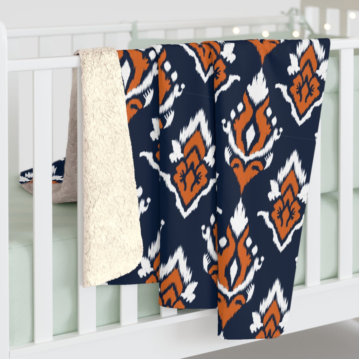Sherpa Blanket | Orange & Blue | Ikat