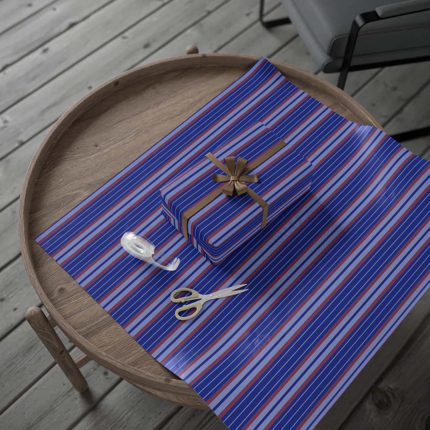 Gift Wrap | Bright Blue & Orange | Stripe