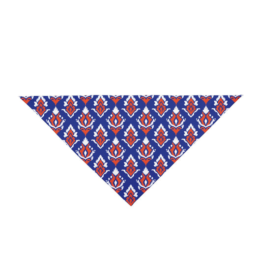Pet Bandana | Bright Blue & Orange | Ikat