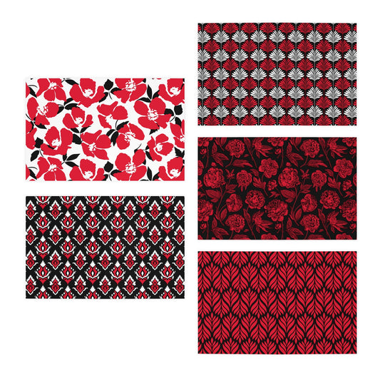 5 Notecards | Red & Black