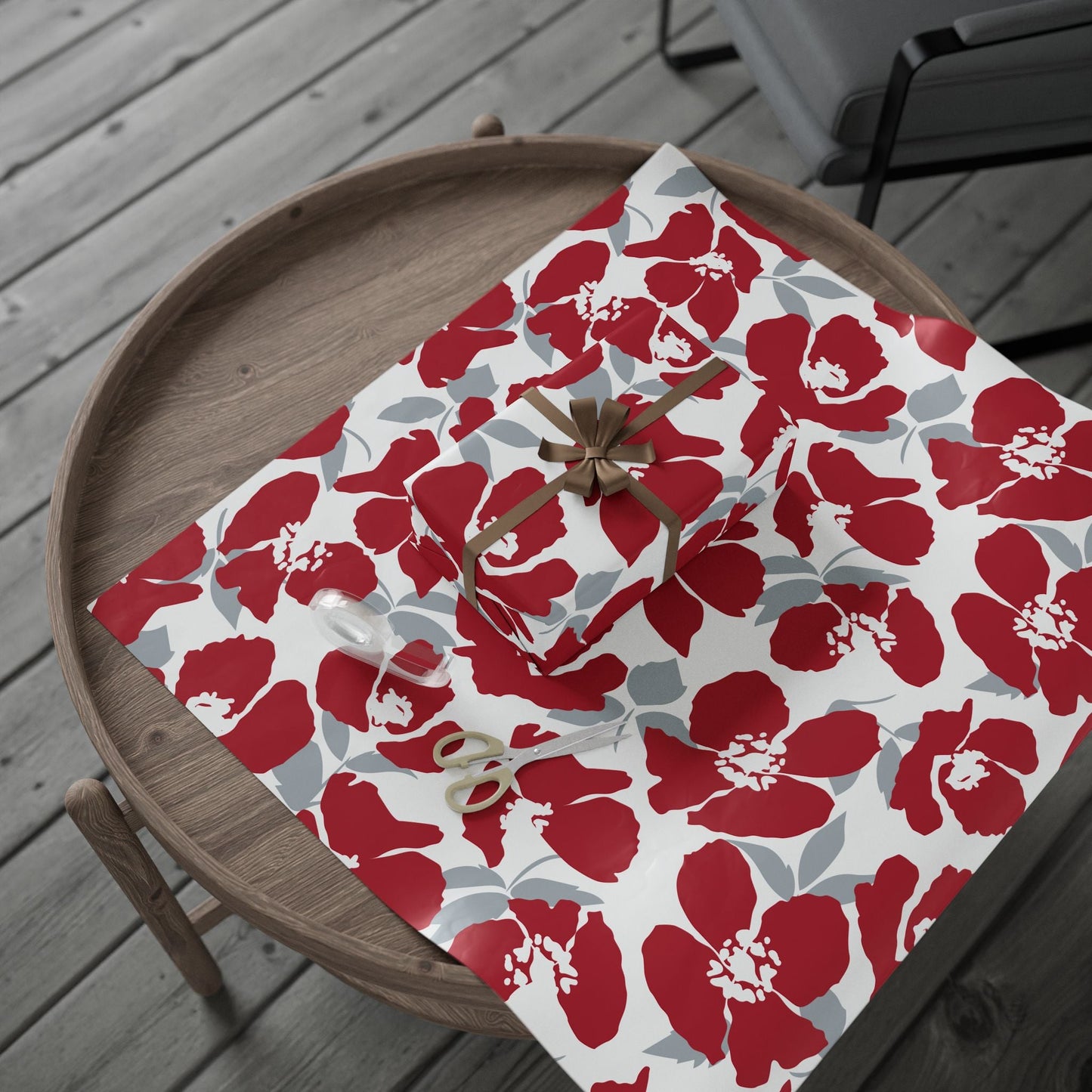 Gift Wrap | Red & Gray | Poppy
