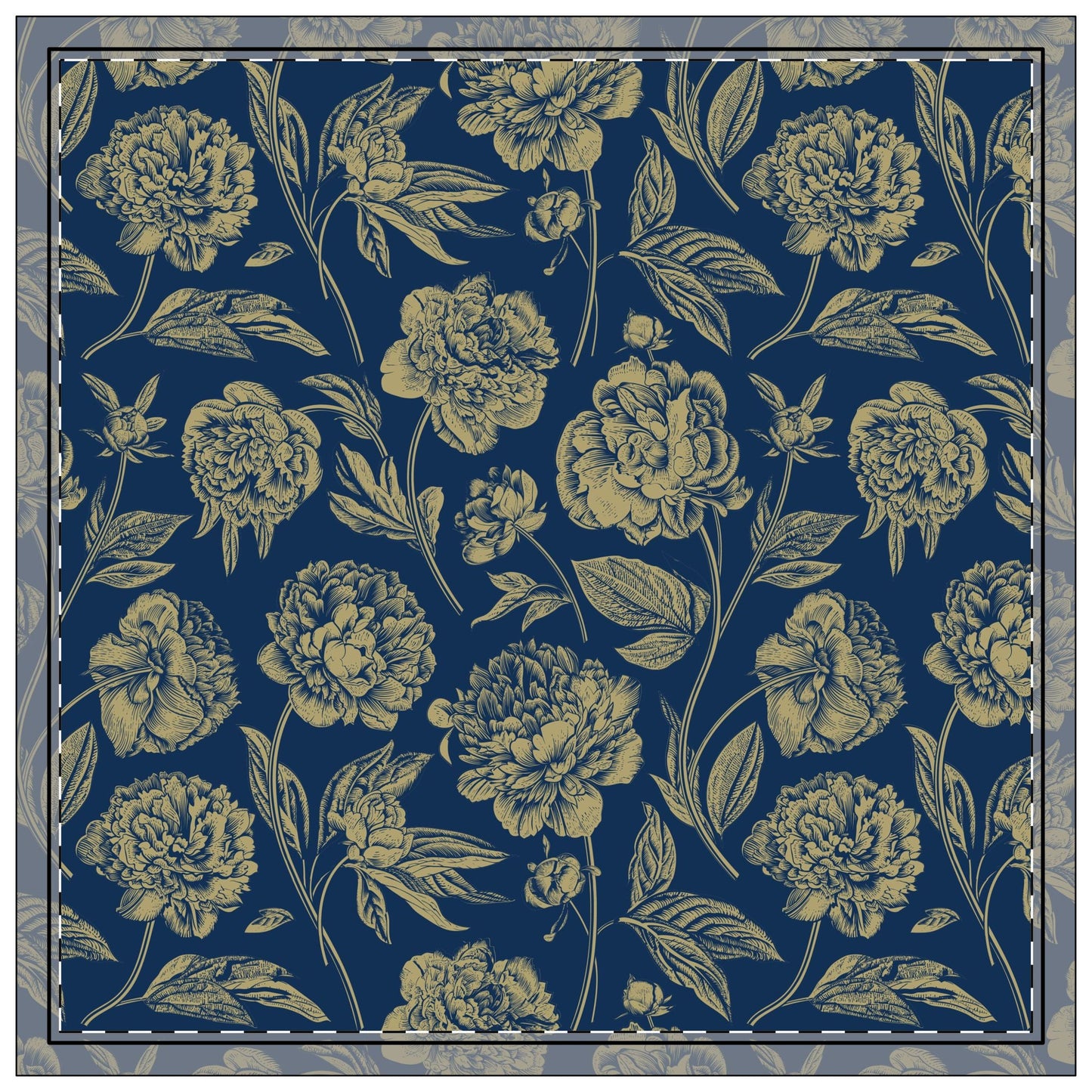 Napkin 4-set | Blue & Gold | Peony