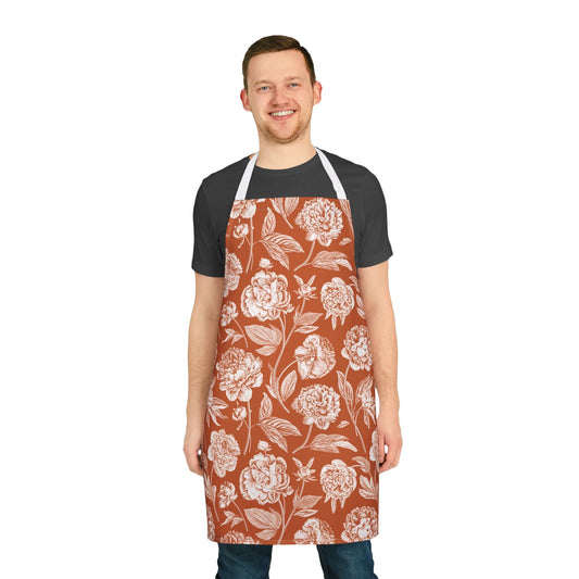 Apron | Dark Orange & White | Peony