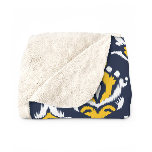 Sherpa Blanket | Yellow & Blue | Ikat