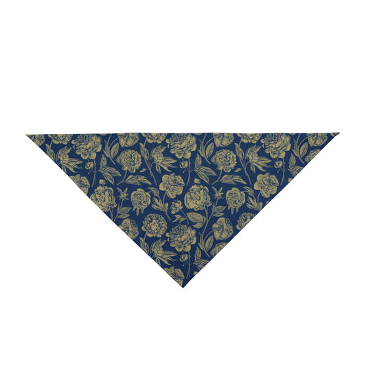 Pet Bandana | Blue & Gold | Peony