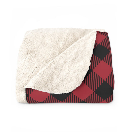 Sherpa Fleece Blanket | Red & Black | Gingham