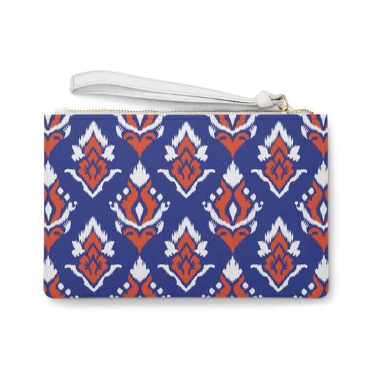 Clutch Bag | Bright Blue & Orange | Ikat