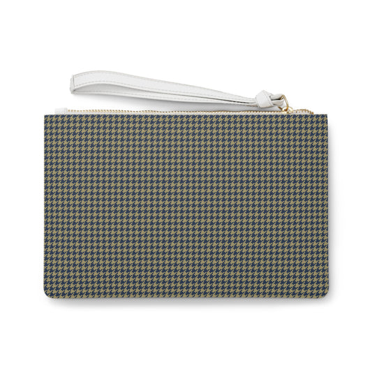 Clutch Bag | Gold & Blue | Houndstooth