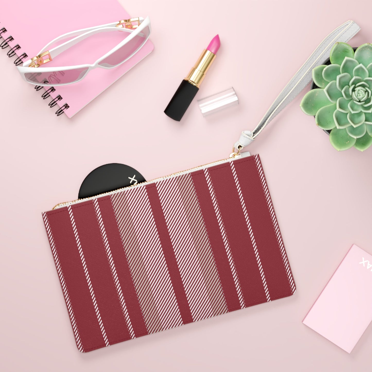 Clutch Bag | Maroon & White | Stripe