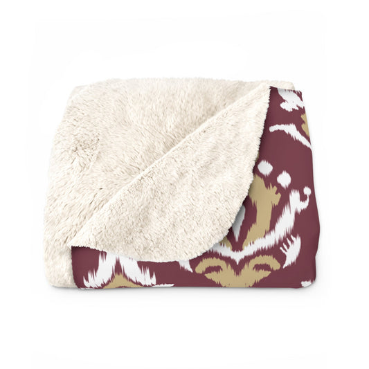 Sherpa Blanket | Maroon & Gold | Ikat