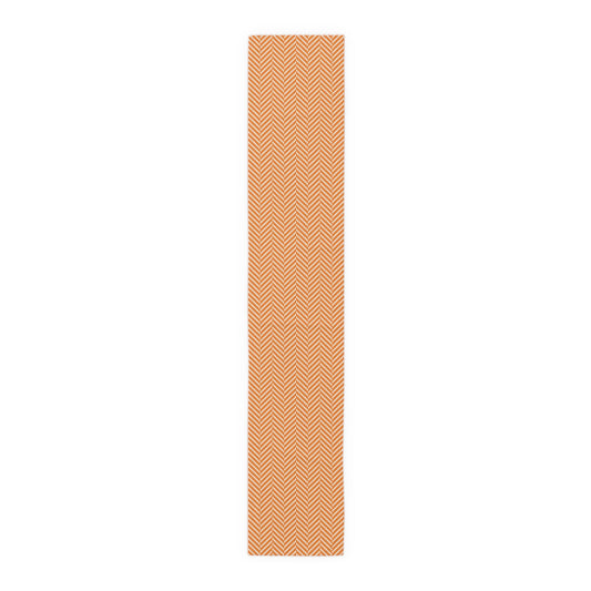 Table Runner | Orange & White | Herringbone
