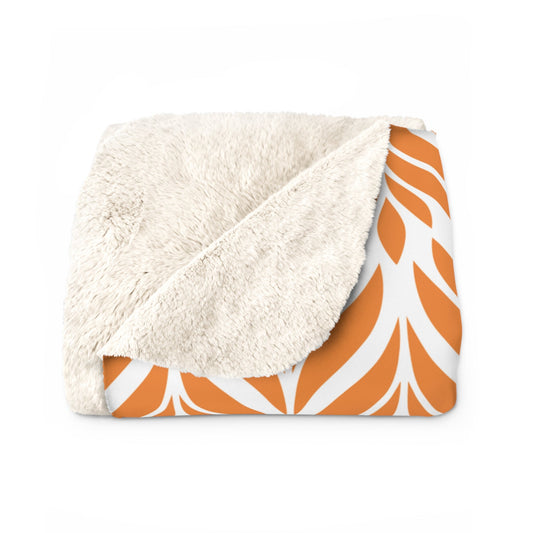 Sherpa Fleece Blanket | Orange & White | Palm