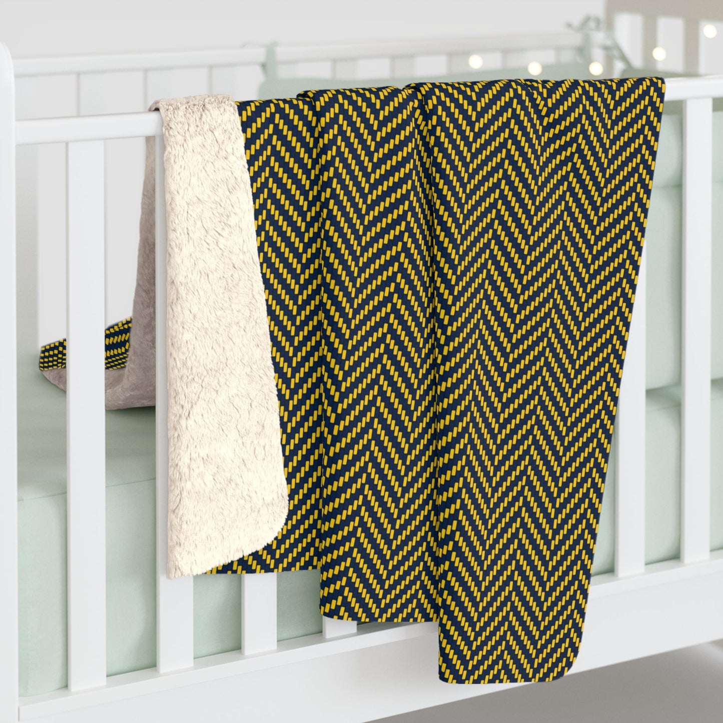 Sherpa Blanket | Yellow & Blue | Herringbone