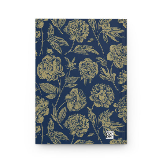 Hardcover Journal | Blue & Gold | Peony