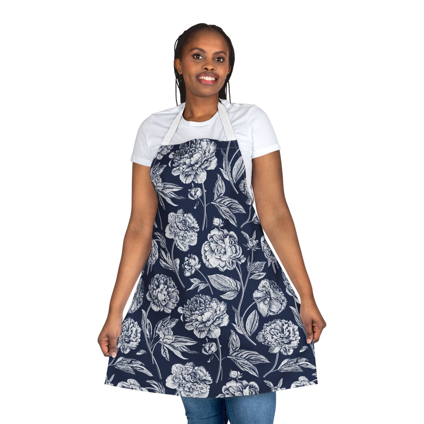 Apron | Navy & White | Peony