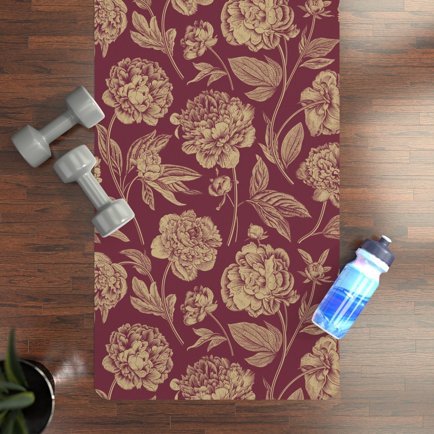 Yoga Mat | Maroon & Gold | Peony