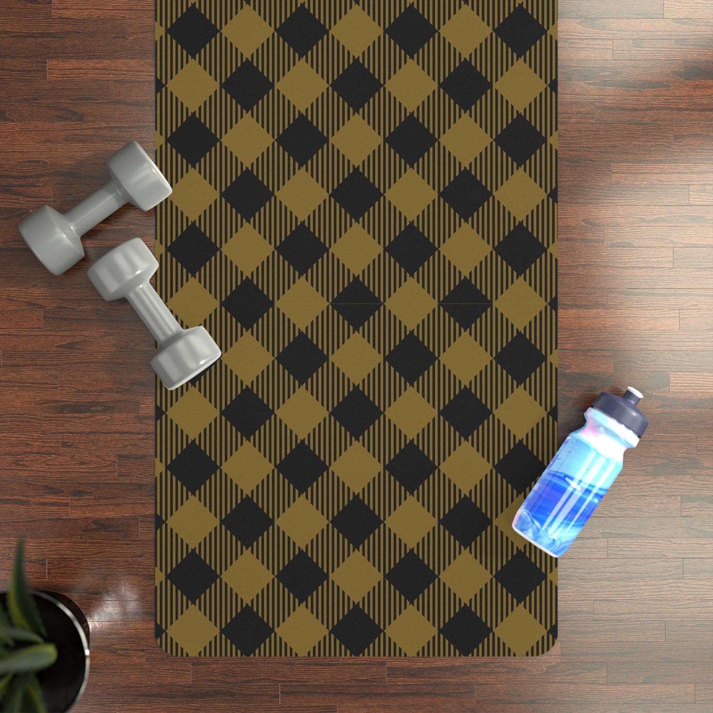 Yoga Mat | Black & Gold | Gingham