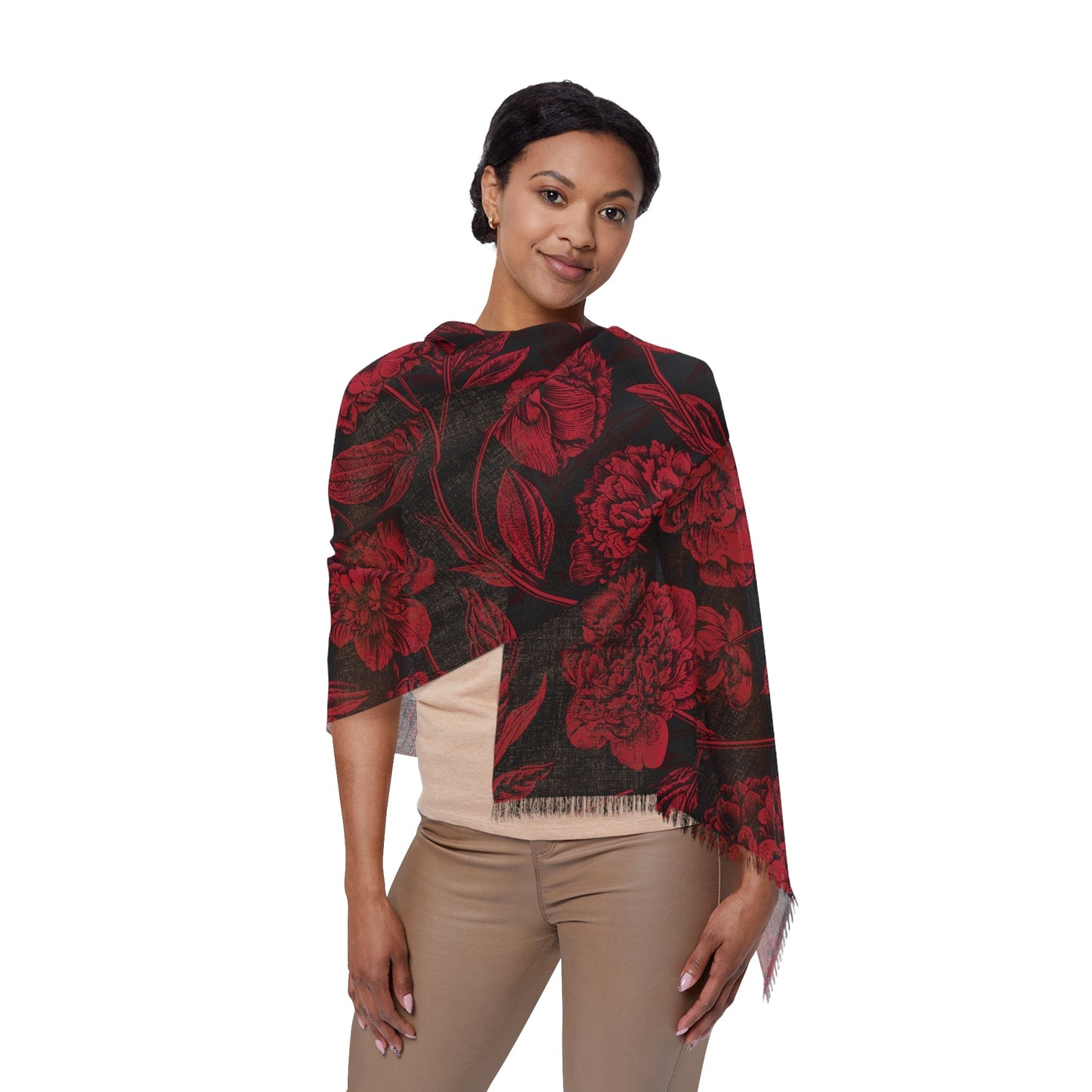 Scarf | Red & Black | Peony