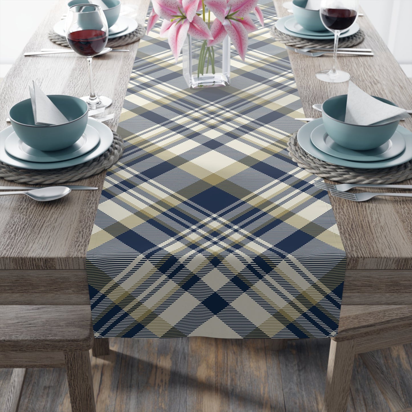 Table Runner | Blue & Gold | Tartan