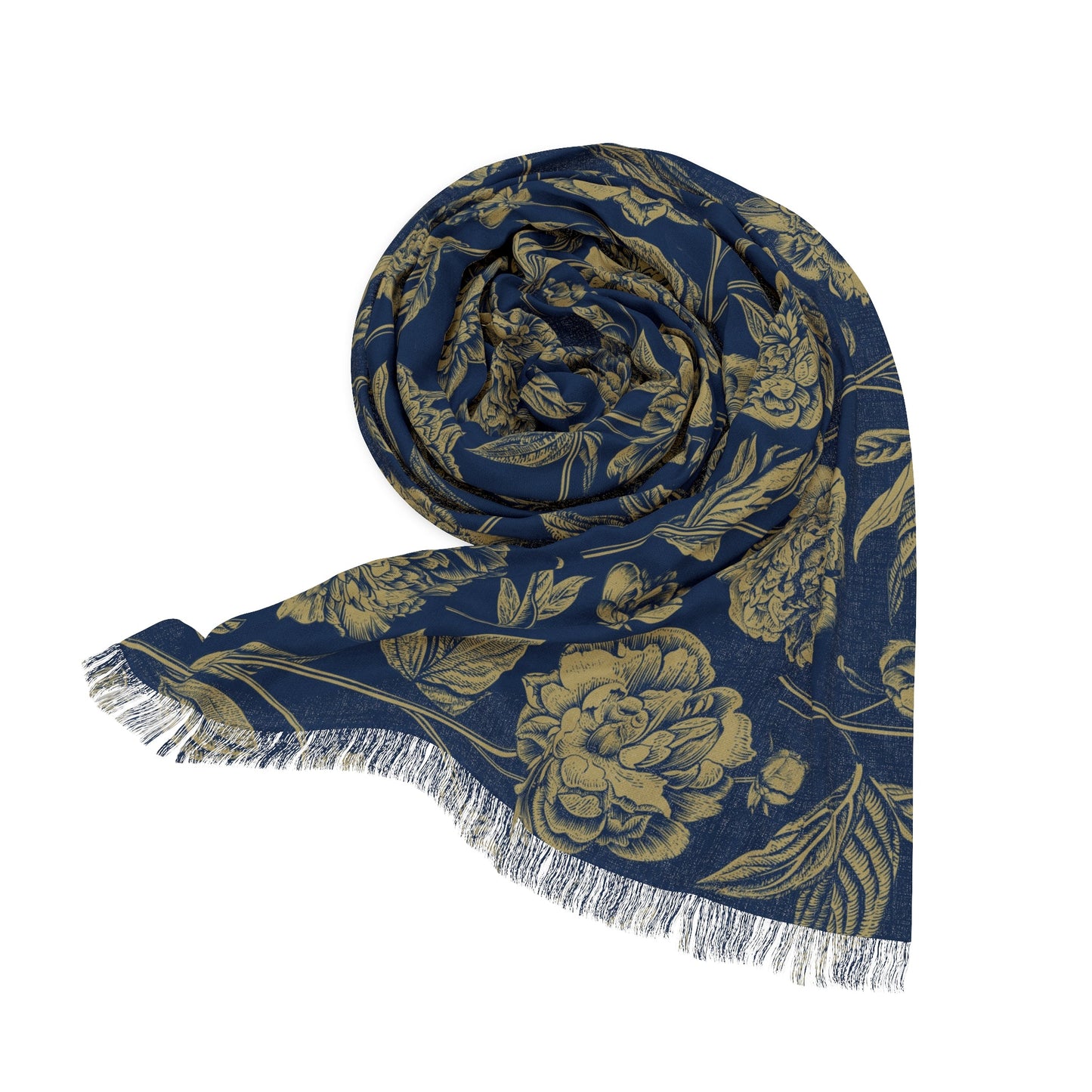 Scarf | Blue & Gold | Peony