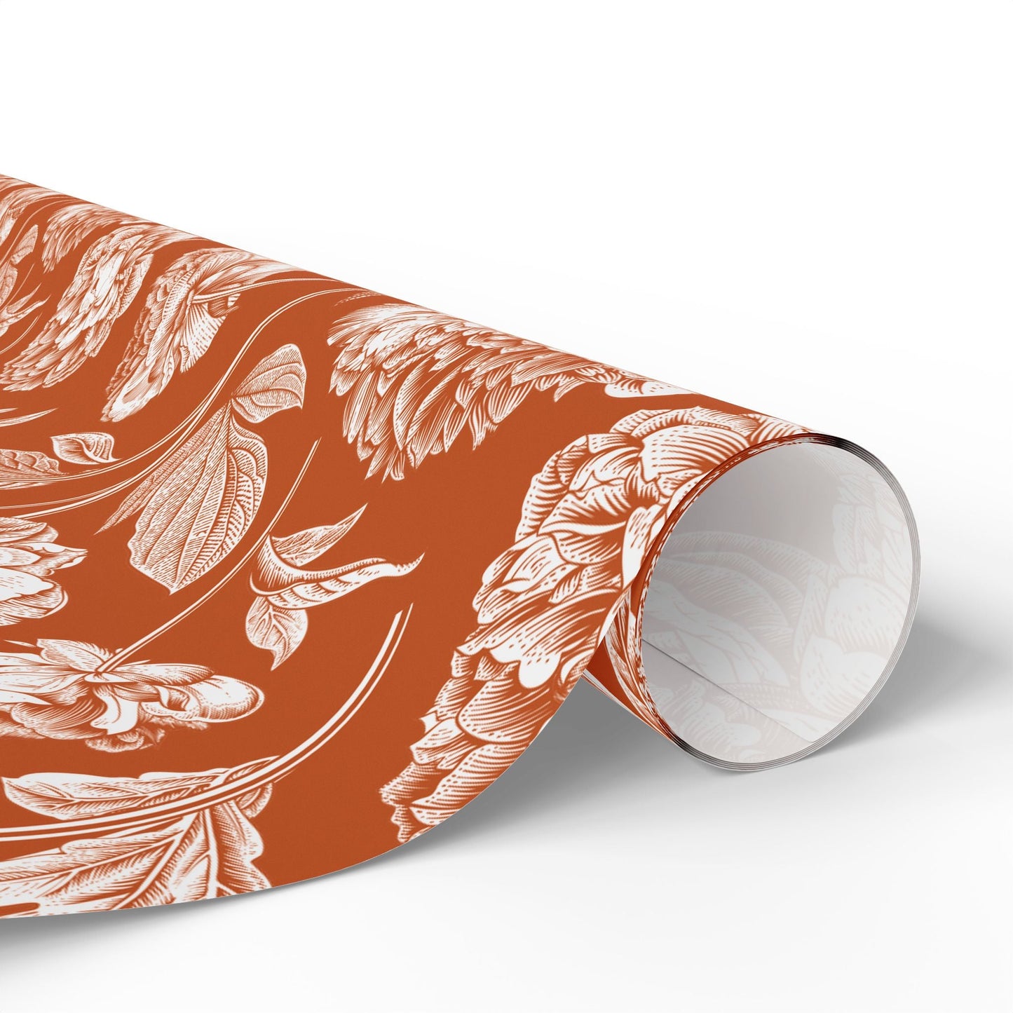 Gift Wrap | Dark Orange & White | Peony