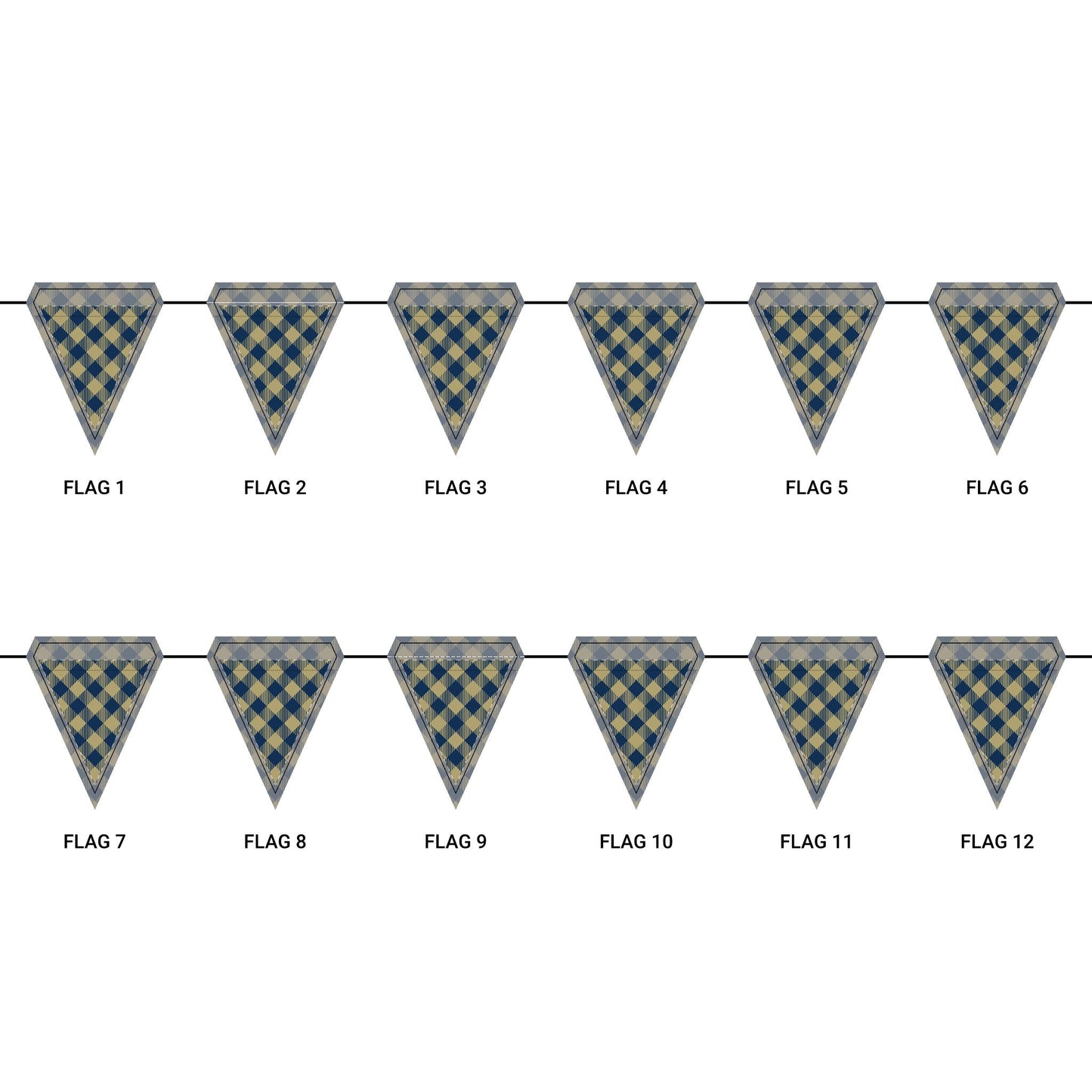 Flag Garland | Gold & Blue | Gingham