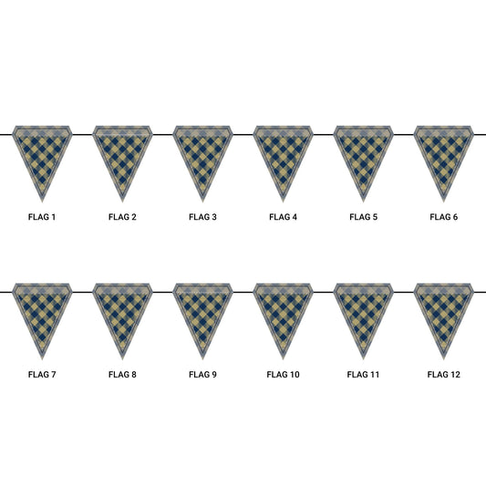 Flag Garland | Gold & Blue | Gingham