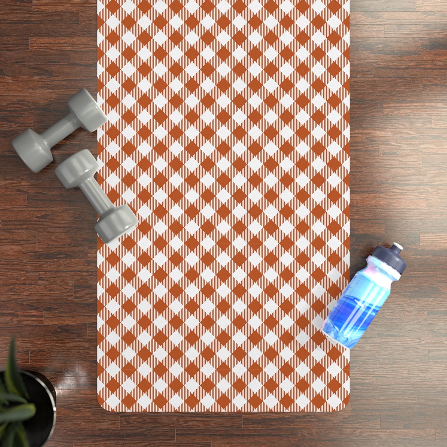 Yoga Mat | Dark Orange & White | Gingham