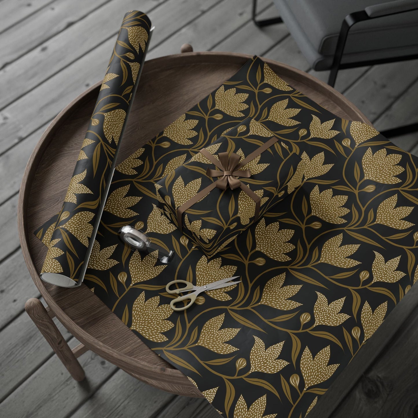 Gift Wrap | Black & Gold | Magnolia