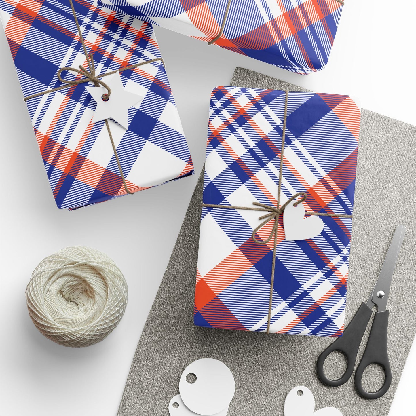 Gift Wrap | Bright Blue & Orange | Tartan