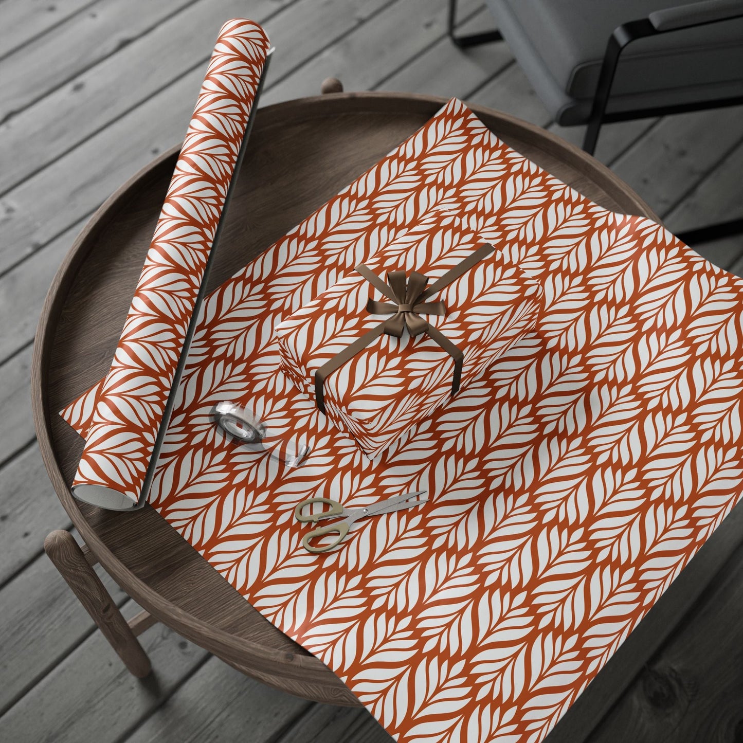 Gift Wrap | Dark Orange & White | Palm
