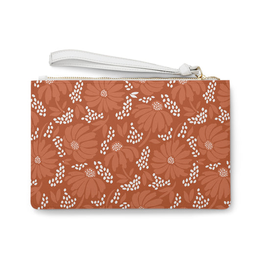 Clutch Bag | Dark Orange & White | Bellis