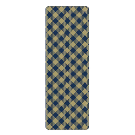 Yoga Mat | Blue & Gold | Gingham