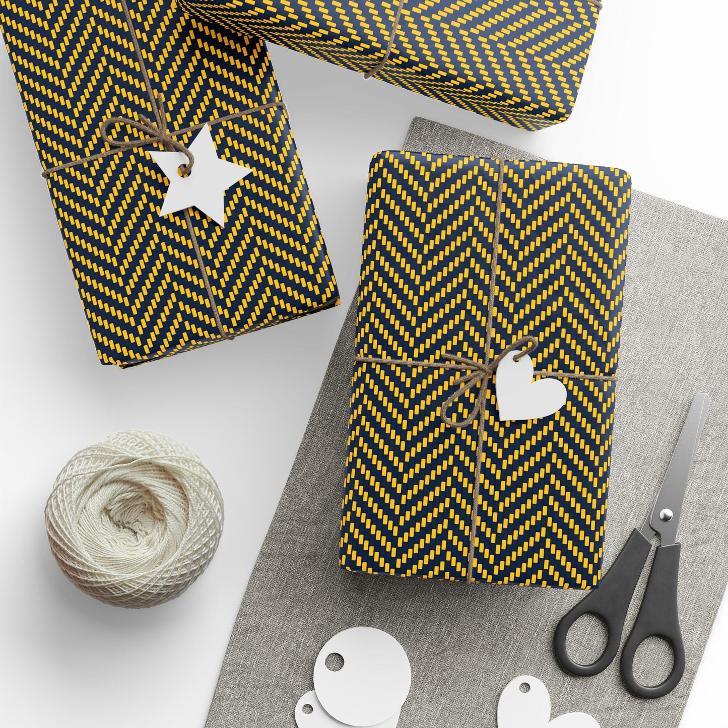 Gift Wrap | Yellow & Blue | Herringbone