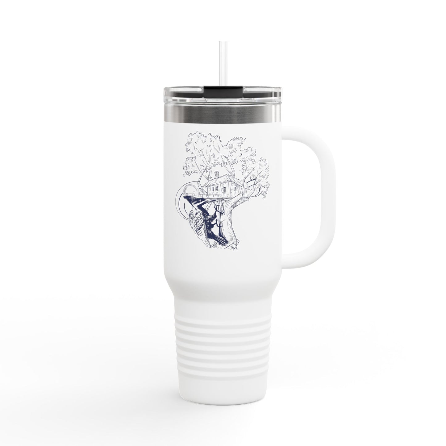 NYP 40oz Insulated Travel Mug with Handle | Woodpecker Construction