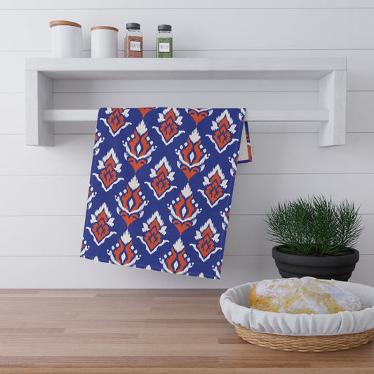 Tea Towel | Bright Blue & Orange | Ikat